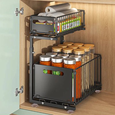 cuisine coulissant rangement dans armoire