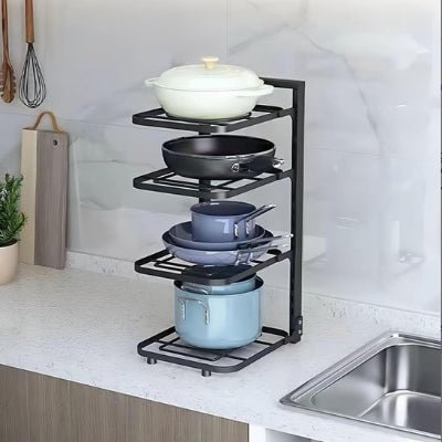 etagere pour cuisine avec casserole sur quatre étages