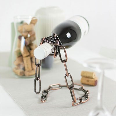 porte bouteille vin aspect chaîne bonze