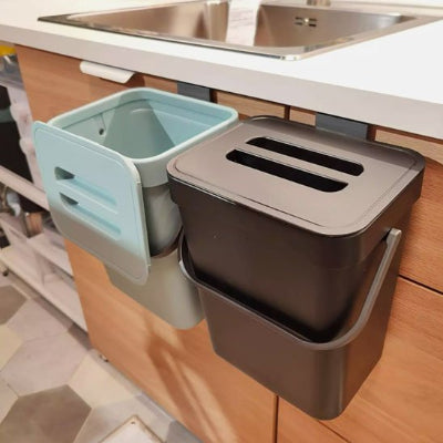 Poubelle sous evier cuisine bleu et noir