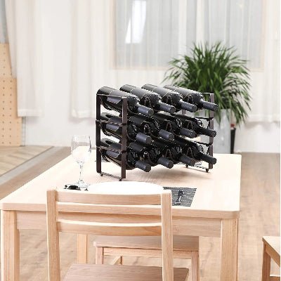 trois range bouteille superposer remplis