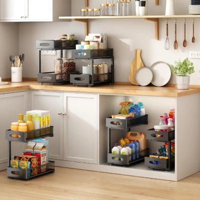 rangement cuisine coulissant plusieurs positions dans cuisine