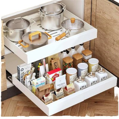 tiroir coulissant avec baterie de cuisine